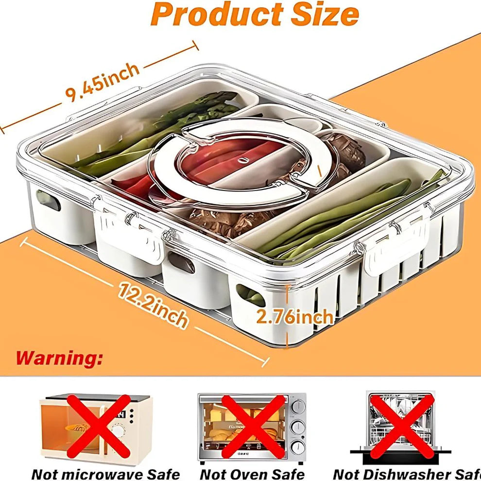 Portable Fruit Storage Container – 4 Compartment Snack Box with Lid (BPA-Free, Clear)