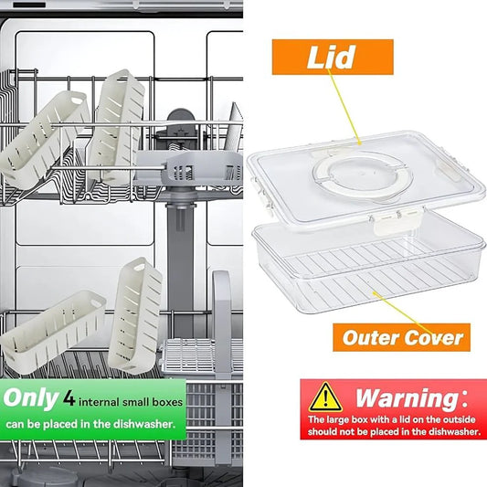 Portable Fruit Storage Container – 4 Compartment Snack Box with Lid (BPA-Free, Clear)