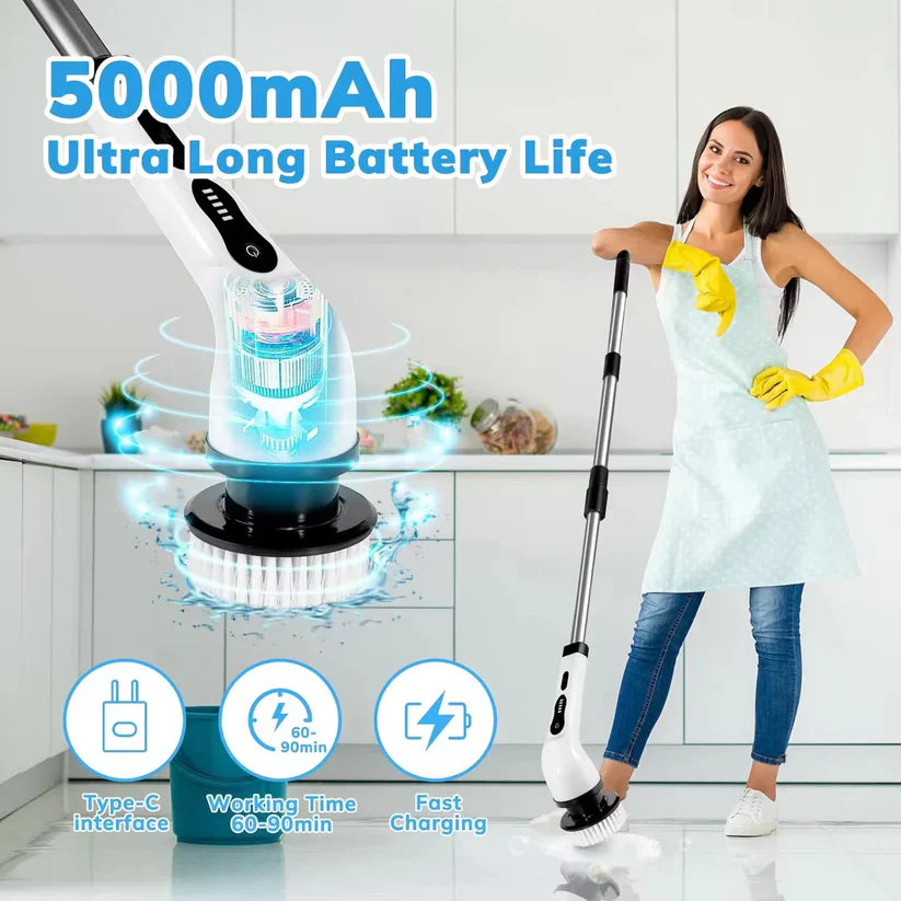 9-in-1 Electric Cleaning Brush โ All-in-One Waterproof Scrubber with 4 Attachments