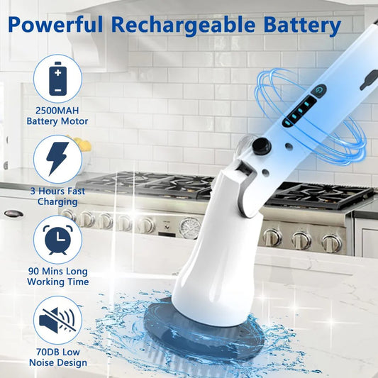 9-in-1 Electric Cleaning Brush – All-in-One Waterproof Scrubber with 4 Attachments