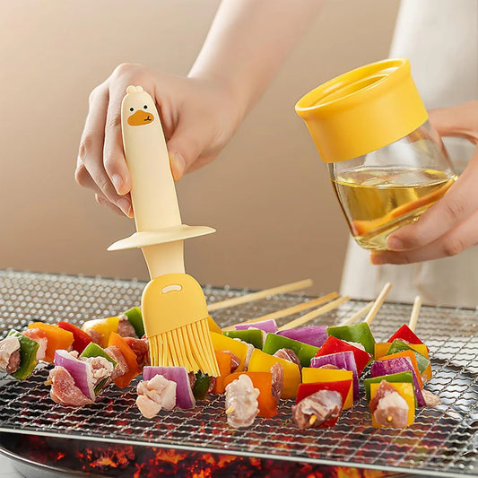 Glass Oil Dispenser Bottle with Silicone Brush – BBQ, Air Fryer, Baking ( Multicolor )