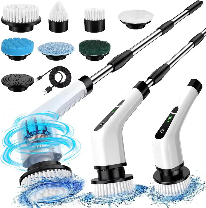 9-in-1 Electric Cleaning Brush โ All-in-One Waterproof Scrubber with 4 Attachments