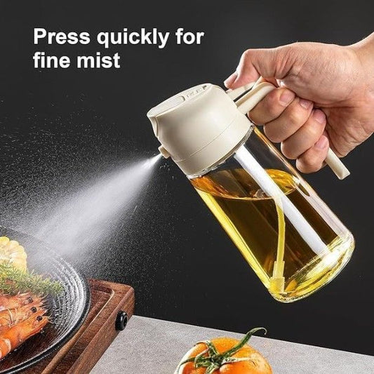 500ML Glass Oil Spray Bottle – Food Grade 2-in-1 Oil Dispenser for Air Fryer, Oven & Cooking (Multicolor)